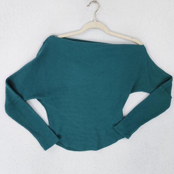 We The Free People Sweater Womens XS Teal Green Fuji Off Shoulder Thermal Top - Picture 1 of 13